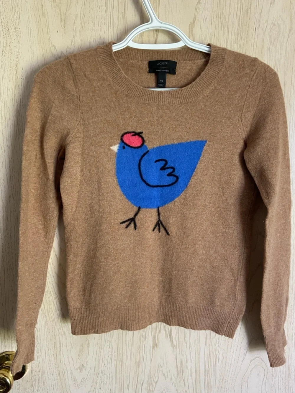 J.CREW French Hen Women's Pullover Sweater With Cashmere Long Sleeve Tan XXS